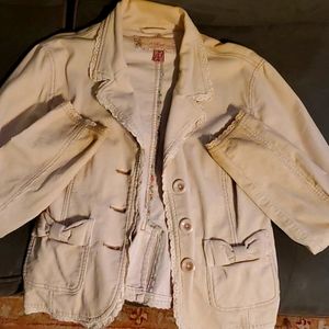 Jacket- beige and size large (though it seems more like medium to me?